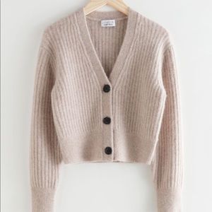 NWT & Other Stories cropped wool & alpaca cardigan in light beige
